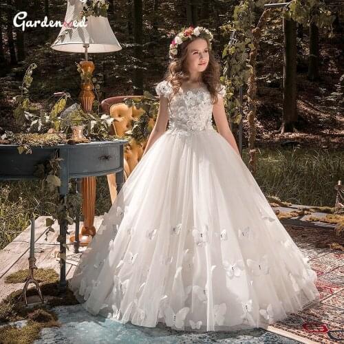 Ivory Flower Girl Dress Tulle Princess Dress For Girls Puffy Child Dress Wedding Party Little Girl Dress First Communion