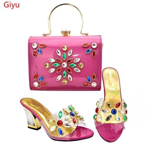 Doershow hot selling Italian beautifulWomen Shoe and Bag Set African Matching Shoes and Bags Italian In Women Party Shoes!SMS1-5