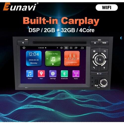 Eunavi 2 Din Car Radio Multimedia Player For Audi A4 B6 B7 Seat Exeo S4 B7 B6 RS4 B7 Auto Stereo Audio GPS Navigation 2Din DVD