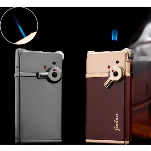 Jobon two flames( Jet+flying fire ) gas lighter Creative Windproof Portable Metal Smoking Accesoories Men women Gift (No fuel)