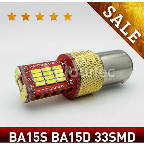 GLOWTEC 1pc BA15S BA15D P21W 33smd 4014 S25 1156 Car Truck Led Rear Fog Backup Reverse Parking Stop Bulb White