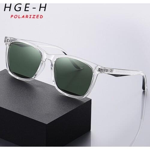 HGE-H Fashion Square Polarized Sunglasses Men Women Lightweight TR90 Eyeglasses Frame Sun Glasses Driving Travel Goggles UV400