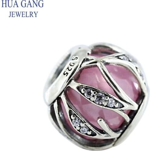 Fine Jewelry High Quality 925 Silver String Pink Natural Brilliance Ornaments Jewelry Fits Pandora Bracelets Women DIY