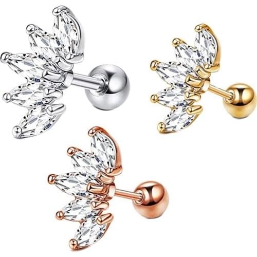 JUNLOWPY 16G Stainless Steel Ear Cartilage Earrings CZ Helix Tragus Studs Earring for Women Barbell Piercing Body Jewelry 50pcs