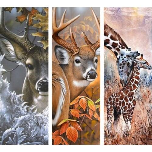 Full Drill Square Diamond Painting Animal Embroidery 5D Mosaic Christmas Tiger and Giraffe Art Cross Stitch Decoration Painting