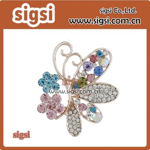Colorful jewelry butterfly shape nice rhinestone brooch for girl