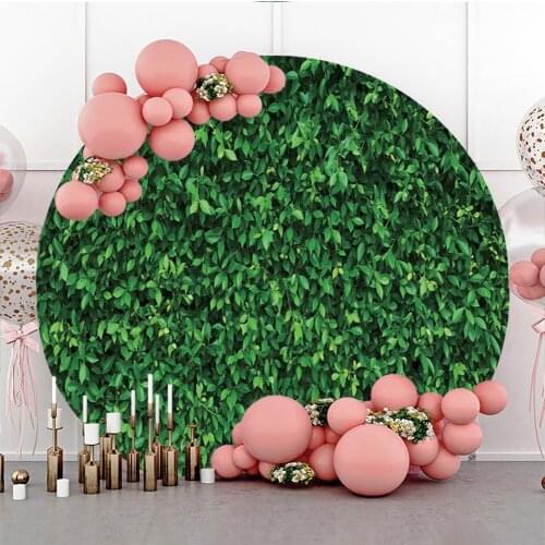 Laeacco Green Plant Lawn Round Background Birthday Wedding Party Decor Polyester Photographic Photo Backdrop For Photo Studio