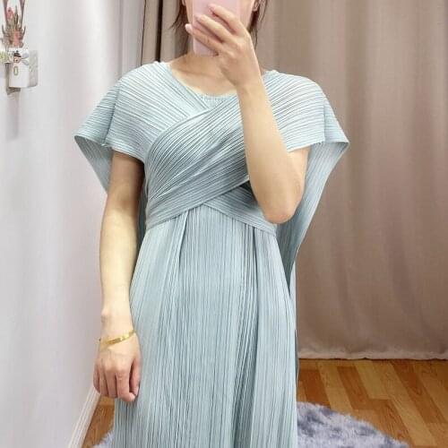 LANMREM 2021 Summer Pleated Dress Vintage Tassel Flroal Hem Dresses Women Temperament Loose All-match Long Dress AR092