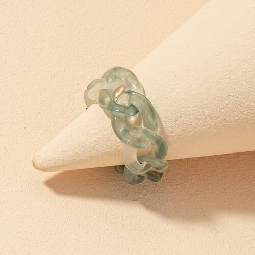 2021 Trendy 1pcs Colorful Resin Geometric Round Chain Rings Adjustable For Women Girls Party Jewelry Gifts Transparent