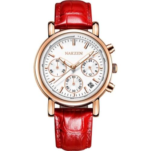 NAKZEN Ladies Watch With Leather Strap