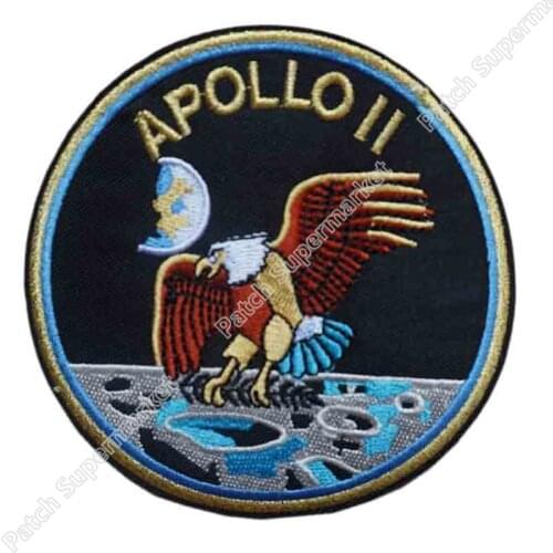 4" Mission Embroidered Iron On Patch Badge Clothing Space Alien Moon Neil Armstrong Buzz Aldrin tv movie film cosplay
