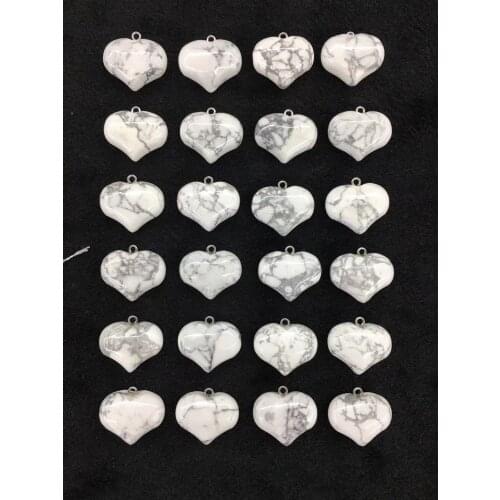 Wholesale 10pcs/pack Natural White Howlite Stone Bead Pendant,20x25mm Hearts Gem Stone Jewelry Pendants Stone Jewelry