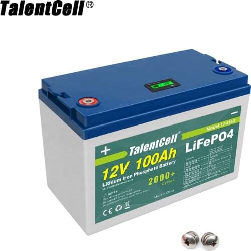 TalentCell Rechargeable Solar 100Ah 200Ah Lithium Iron Phosphate Packs Ion 12V battery 32650 LiFePO4 For RV