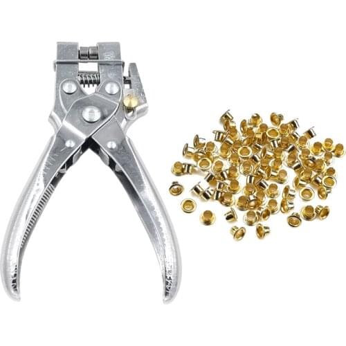 Eyelet Punch 2in1 Eyelet Grommet Pliers Steel Hole Punch Eyelet Setter Kit with 100pcs Eyelet Grommets for Leather Clothes Shoes