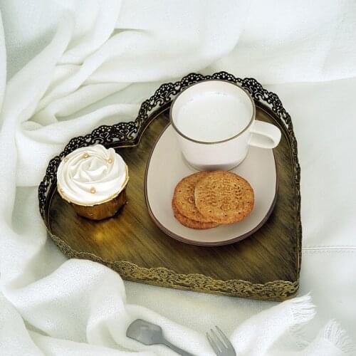 Heart Tray for Afternoon Tea Cupcake Stand Iron Metal Dessert Plate Cake Tools Table Decorator for Candy Bar