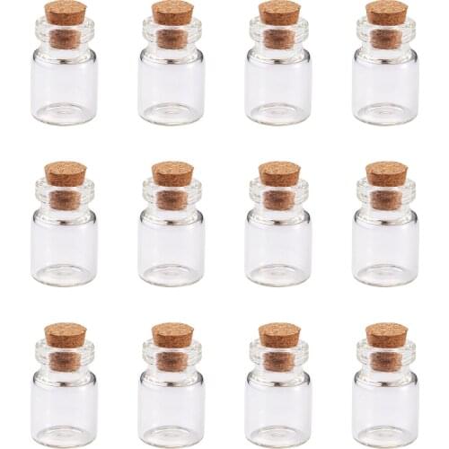 20pcs/Set Clear Mini Cute Small Glass Jar Glass Bottles Wishing Bottle with Cork Stoppe For Decorative Storage Pendants