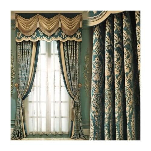 Luxury luxury European villa curtain living room atmosphere chenille jacquard bedroom shade curtain cloth