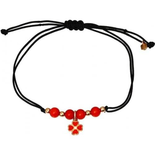 Argentum Concept-Silver Clover Motif Coral Macrame Bracelet-B070701