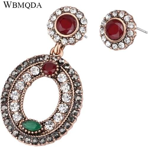 Letter Word O Zero Statement Drop Earrings Crystal Gold Round Stud Asymmetrical Earrings Vintage Bohemian Jewelry