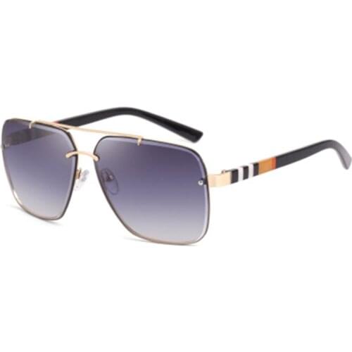 Gradient Metal Shades Big Men Frameless Women Square Sunglasses