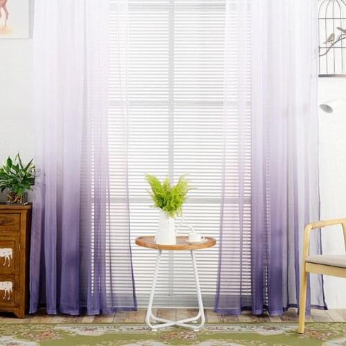 Modern gradient color window tulle curtains for living room bedroom organza voile curtains Hotel Decoration blue Sheer curtains