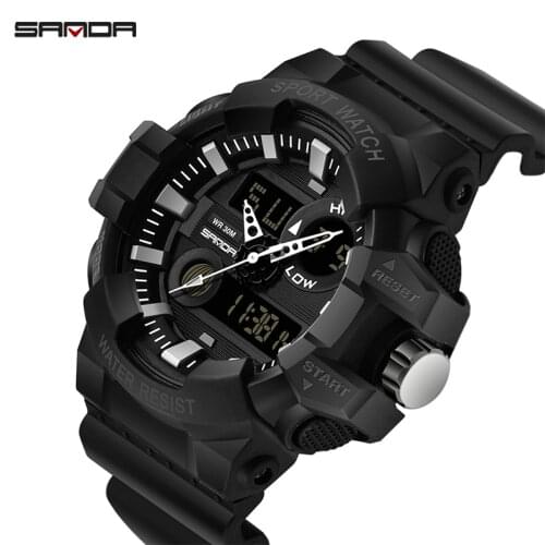 Sports Mens Watches SANDA 780 Top Brand Luxury Military Quartz Watch Men Waterproof S Shock Wristwatches Dual Display Alarm New