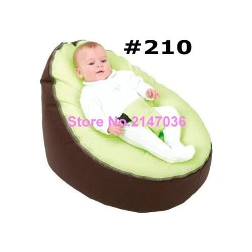 Canvas Green seat Dark brown base Baby infant Bean Bag Snuggle Bed Portable Seat Without Filling
