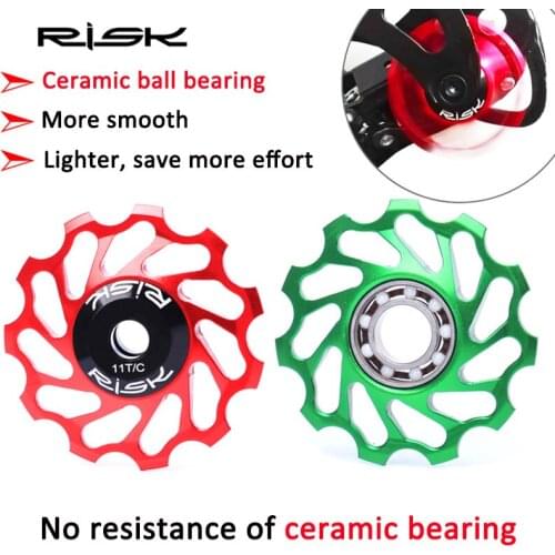 RISK Bicycle Ceramic Bearing 11T Rear Derailleur Jockey Wheel MTB Road Bike Super Smooth Guide Pulley 8/9/10 Speed Cycling Tool