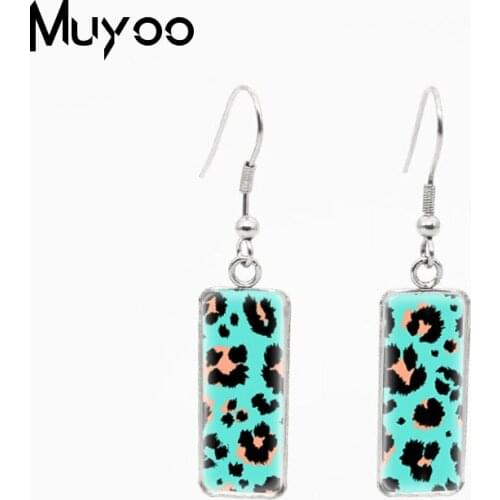 Vintage Leopard Skin Pattern Trendy Leopard Print Patterns Rectangle Stainless Steel Fish Hook Earrings