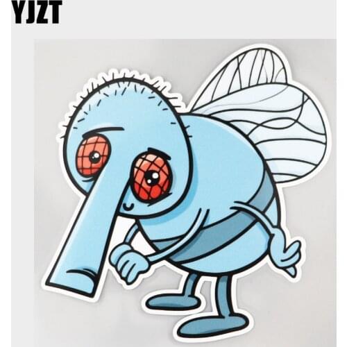 YJZT 13.6CM×13.4CM Cartoon Flying Insect Funny Car Sticker PVC Decal 11C-0315