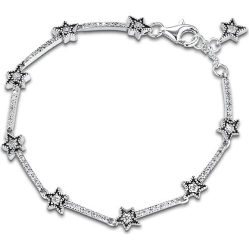 Fandola 925 Sterling Silver Bracelet femme Celestial Stars Bracelets for Women Fashion Jewelry Pulseira accesorios mujer