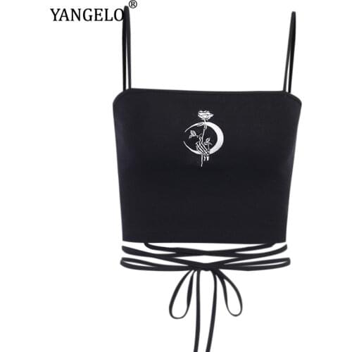 Gothic Style Dark Black y2k Top Sexy Slim Crop Tops Print Vest Women INS Embroidered Tank Top Women Fashion Night Club Clothes