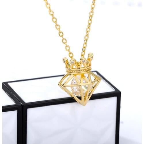 2021 New Cubic Zirconia Crown Pendant Necklace Fashion Women Crystal Wedding choker necklace Jewelry for Lady Gifts bijoux