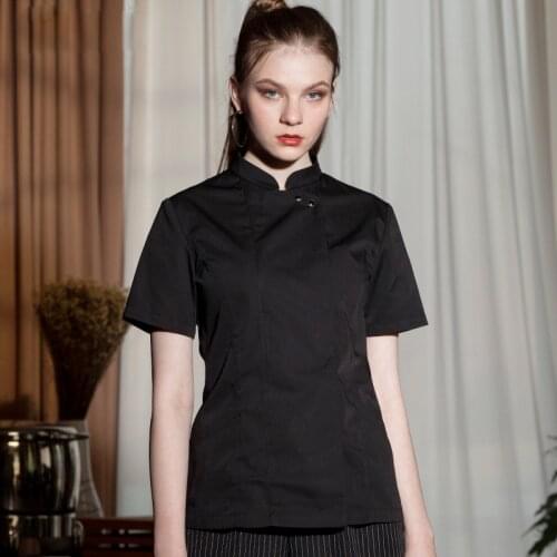 Women chef uniform Restaurant Cooking coat Hotel Chef Kitchen Uniform summer cooks tunic Barbershop Cafe Sushi Waiter Workwear