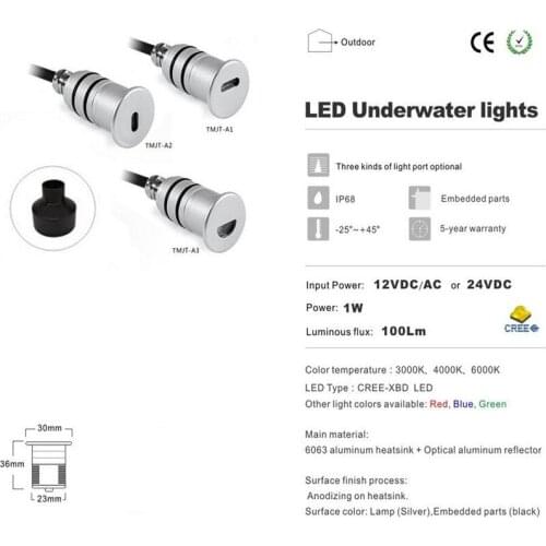 12pcs CREE LED Deck Lights Floor 1W Lamp Stair Light IP67 Outdoor Waterproof Underground Lighting Step Light input 12DC