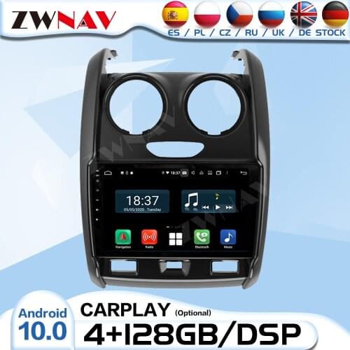 2 DIN Carplay Android 10 Radio Receiver For Renault Duster 2015 2016 2017 2018 2019 2020 Audio Stereo Video Player GPS Head Unit