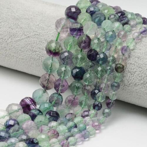 6-12mm Round Faceted Green Purple Fluorite Beads For Jewelry Making Beads Bracelets For Women 15'' Needlework DIY Beads Trinket