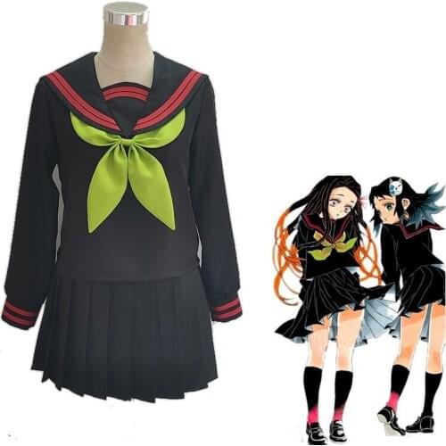 Anime Demon Slayer Kimetsu no Yaiba Cosplay Costume Kamado Nezuko Makomo JK School Uniforms Sailor Suit Women Outfit