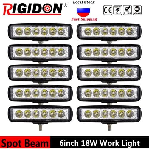 RIGIDON Car Driving Fog Light 2/4/6/8/10PCS 6inch 18W Slim Mini Led Light Bar Spot Beam for Jeep Boat Truck Car SUV ATV UTE 4WD