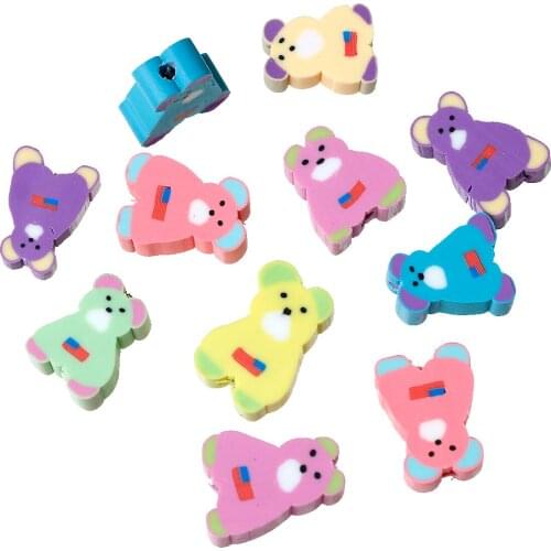 Bear Animal Polymer Clay Beads At Random Colors For DIY Jewelry Making Finding Accessories, 8 PCs