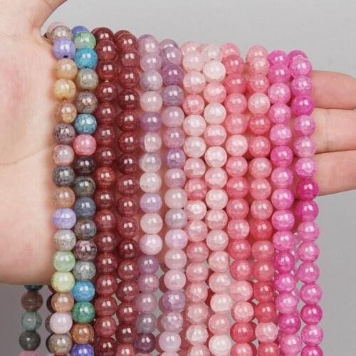 8mm Rose Pink Red Purple Loose Stone Beads Smooth Round Spacer Beads For Jewelry DIY Making Bracelet Earrings Accessories 15