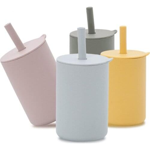 Baby Training Straw Bottle Toddler Learning Drinking Silicone Sippy Cup Portable Drinkware