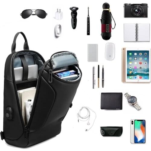 DIENQI Businesss Shoulder Bag Student Small Sling Bag 7.9 iPad Tote Crossbody Bag For Men USB Charging Short Trip Messengers Bag