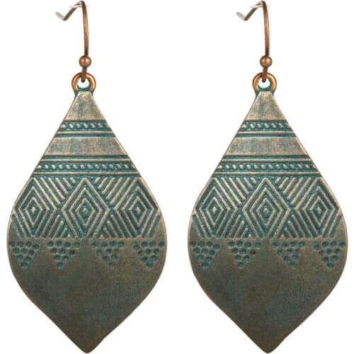 Ethnic indian earring jewelry female Bohemian boho ethnic water drop earrings for women Vintage classic metal tibet earings gift