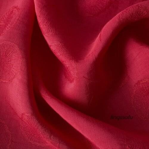 Cotton and linen blended fabric dandelion jacquard big red festive cheongsam high-grade clothing fabric High-end linen fabric