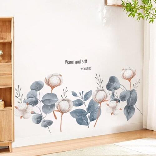 Cotton branches pvc wall stickers for staircase corridor wall decoration watercolour art murals removable bedroom wall decals