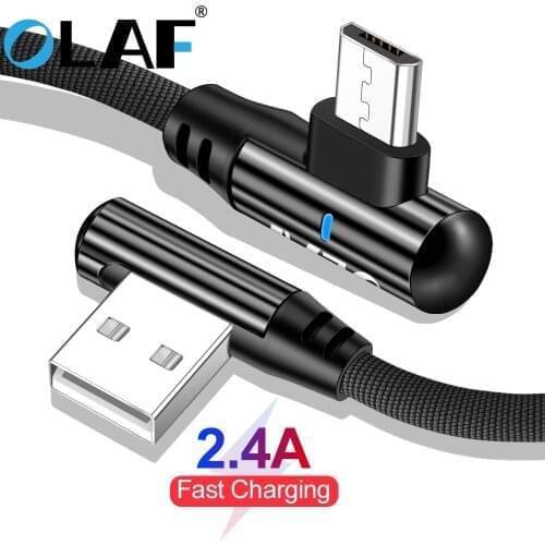 OLAF 2.4A Micro USB Fast Charge 90 Degree Elbow Cable for Samsung S7 For Xiaomi 4 Mobile Phone USB Charging Cord Microusb Cable