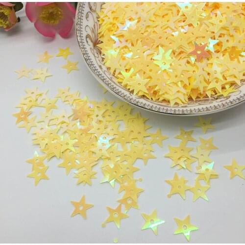 LNHOME 50g/lot 10mm Star Yellow AB Paillettes Sewing Sequins For Crafts Small PVC Glitters With 1 Middle Hole