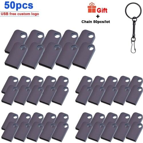 Metal bulk 50pcs USB Flash Drive Fashion mini Metal Pendrive 4GB 8GB 16GB 32GB 64GB Real Capacity U Disk 2.0 free LOGO Wholesale