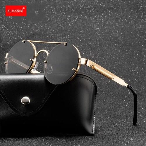 2021 Men Retro Round Sunglasses Metal Frame Sunglasses Classic Gothic Steampunk Sunglasses Luxury Brand Designer Eyewear UV400